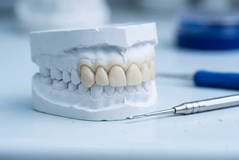 Modelo dental con encerado diagnóstico, la base del mock-up que se prueba en boca antes de tallar